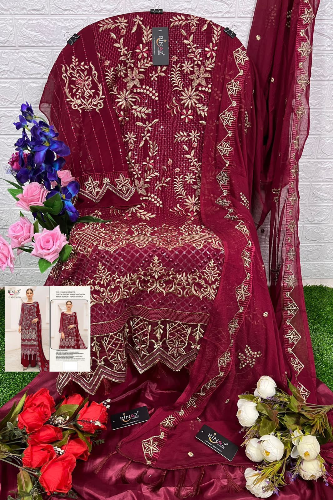 Rinaz 1387 Wedding Wear Wholesale Georgette Pakistani Salwar Suits